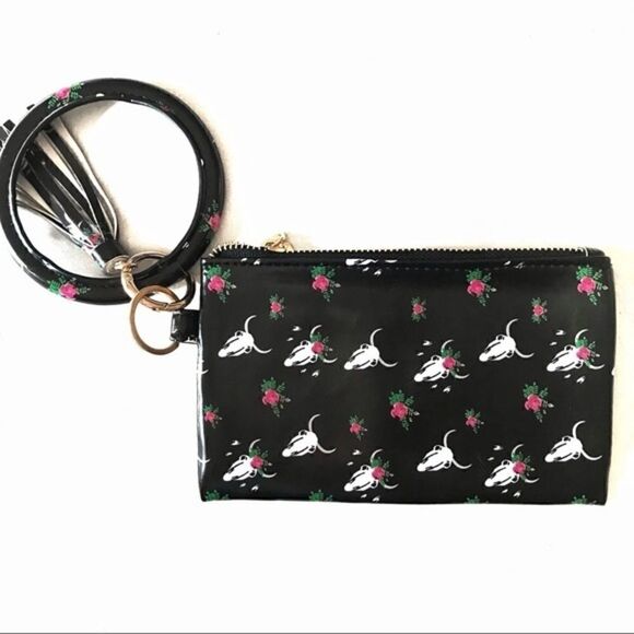 Western Skull Floral Print Wristlet Clutch - Picture 3 of 13